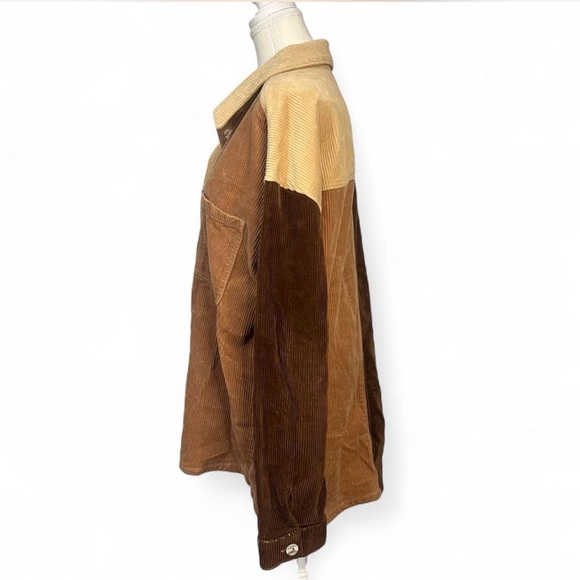 Pacsun boho Corduroy Shacket Multicolor Paneled Button Front Women's Sz M/L - Picture 3 of 5